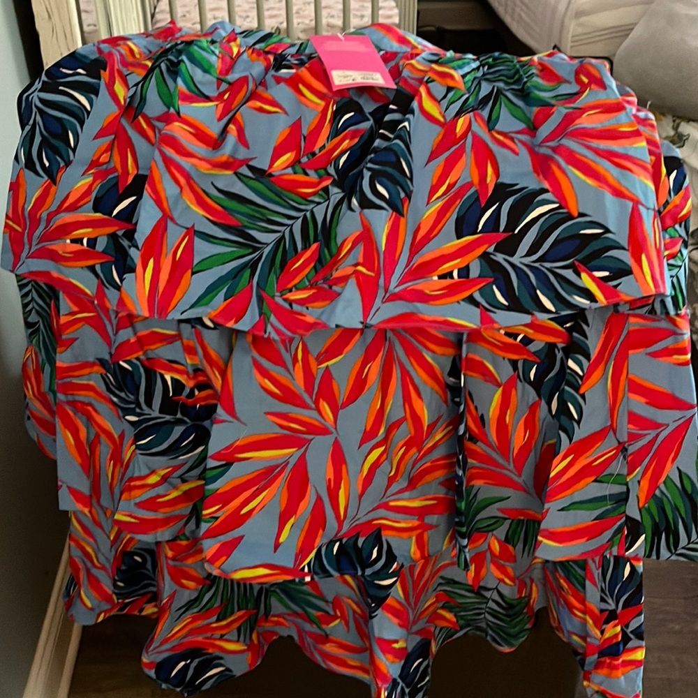 Women’s Tropical Print Tiered MIDI Skirt